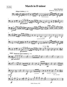 Partition violoncelles, March en D minor, D minor, Bruckner, Anton