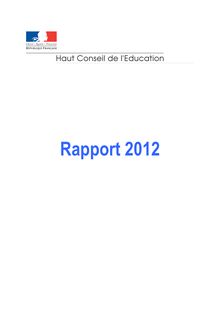 Haut conseil de l éducation : Rapport 2012