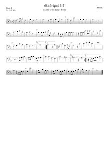 Partition viole de basse 1, basse clef, Vezzo sette ninfe belle
