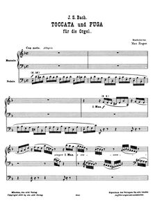 Partition complète, Toccata, D minor, Bach, Johann Sebastian