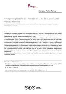 Les épaves grecques du VIe siècle av. J.-C. de la place Jules-Verne à Marseille - article ; n°1 ; vol.14, pg 147-154