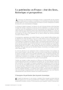 Le patrimoine en France : état des lieux, historique et perspectives - article ; n°1 ; vol.417, pg 3-25