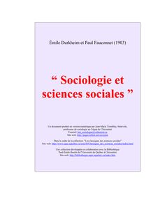 Sociologie et sciences sociales 