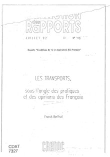 Les transports sous l angle des pratiques et des opinions des Français. Phase XIV (1991).
