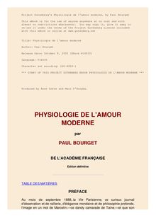 Physiologie de l amour moderne par Paul Bourget