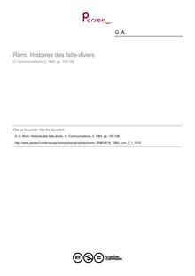 Romi. Histoires des faits-divers  ; n°1 ; vol.3, pg 105-106