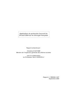 Application du protocole d accord du 24 août 2004 sur la chirurgie française