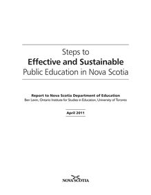 Steps to Effective and Sustainable Public Education in Nova Scotia