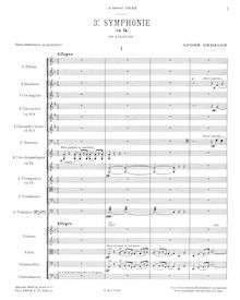 Partition complète, Symphony No.3, F major, Gédalge, André