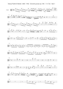 Partition altos I, Concerto Grosso en B-flat major, 2 Recorders, 2 Oboes, 2 Bassoons + 2 Violins, 2 Violas + Continuo (Cellos, Keyboard)I. Allegro: Oboe 1 / 2, Violins I, II, Violas I, II, Continuo (Cellos, Basses, Bassoon 1 / 2)II. Largo: Recorder 1, 2, Oboe 1, Bassoon 1 / 2, Violins I, II, Violas I, II, Continuo (Cellos, Basses, Keyboard)III. Vivace: Oboe 1, 2, Bassoon 1 / 2, Violins I, II, Violas I, II, Continuo (Cellos, Basses, Keyboard)