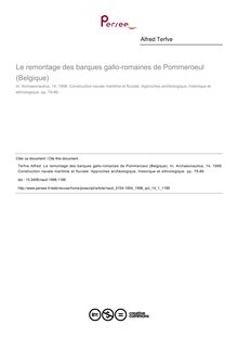 Le remontage des barques gallo-romaines de Pommeroeul (Belgique) - article ; n°1 ; vol.14, pg 79-86