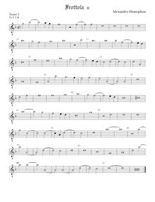 Partition ténor viole de gambe 1, octave aigu clef, Frottola, Demophon, Alessandro par Alessandro Demophon