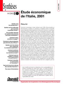 Synthèses   Étude économique de l Italie, 2001