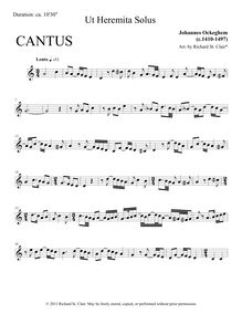 Partition Cantus (Descant), Ut Heremita Solus Instrumental Motet