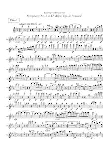 Partition flûte 1, 2, Symphony No.3, Op.55, Eroica, E♭ major, Beethoven, Ludwig van