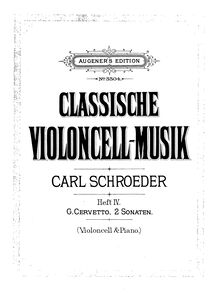 Partition Covers, 2 violoncelle sonates, Cervetto, Giacobbe Basevi