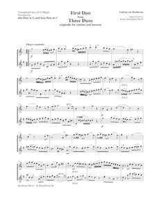 Partition complète, 3 duos pour clarinette et basson, C, F and B♭