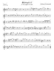 Partition ténor viole de gambe 1, octave aigu clef, Primo Libro di Madrigali