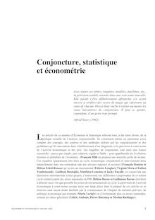 Présentation Générale: Conjoncture, statistique et économétrie