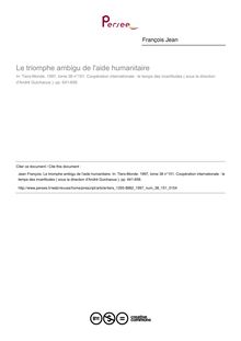 Le triomphe ambigu de l aide humanitaire - article ; n°151 ; vol.38, pg 641-658