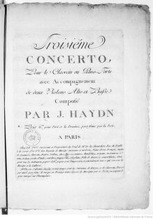 Partition violons II, Piano Concerto, Hob.XVIII:3, F major, F major