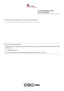Pratique française du droit international - article ; n°1 ; vol.42, pg 1011-1064