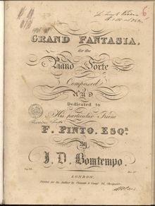 Partition Piano, Grand Fantasia, C minor, Bomtempo, João Domingos