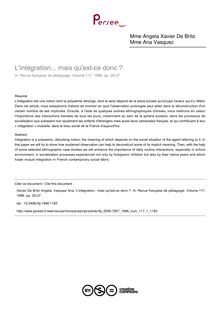 L intégration... mais qu est-ce donc ? - article ; n°1 ; vol.117, pg 29-37
