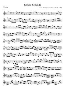 Partition Sonata No.2 - partition de violon, violon sonates, Schmelzer, Johann Heinrich
