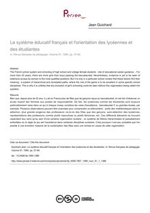Le système éducatif français et l orientation des lycéennes et des étudiantes - article ; n°1 ; vol.91, pg 37-46