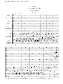 Partition complète, Symphony No.40, G minor, Mozart, Wolfgang Amadeus par Wolfgang Amadeus Mozart