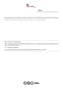 Sépultures et crânes mérovingiens de Villebourg (Indre-et-Loire) - article ; n°1 ; vol.3, pg 284-288
