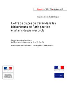 L offre de places dans les bibliothèques de Paris pour les étudiants de premier cycle