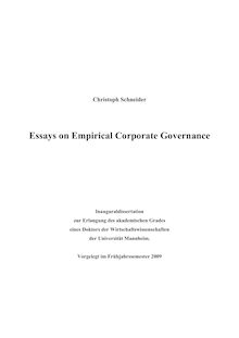 Essays on empirical corporate governance [Elektronische Ressource] / Christoph Schneider