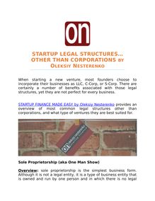 STARTUP LEGAL STRUCTURES BY OLEKSIY NESTERENKO