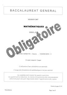 Sujet du bac ES 2007: Mathématique Obligatoire