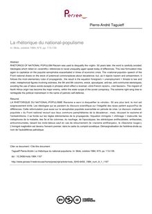 La rhétorique du national-populisme - article ; n°1 ; vol.9, pg 113-139