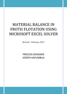 Material balance in froth flotation using Microsoft Excel solver