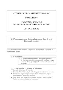 CONSEIL D ETABLISSEMENT 2006-2007 COMMISSION L ACCOMPAGNEMENT DU ...