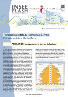 Principaux résultats du recensement de la population : département de la Haute-Marne  