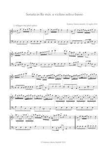 Partition complète, Sonata en Re min. per violon e bc, d minor, Sardelli, Federico Maria