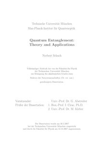 Quantum entanglement [Elektronische Ressource] : theory and applications / Norbert Schuch