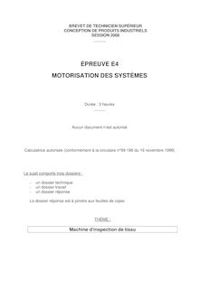 Motorisation des systèmes 2008 BTS Conception de produits industriels