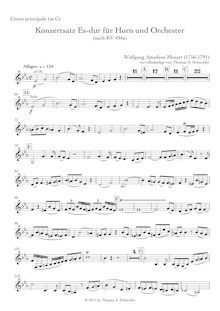 Partition cor solo, cor Concerto, Konzertsatz, E major, Mozart, Wolfgang Amadeus