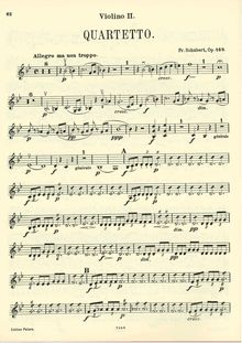 Partition violon 2, corde quatuor No. 8 en B-flat major, D.112 (Op.168)
