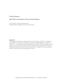 NIST SHA-3 Competition Security Audit Results