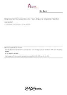 Migrations internationales de main-d œuvre et grand marché européen - article ; n°136 ; vol.34, pg 903-926