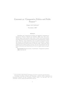 Comment on Comparative Politics and Public Finance