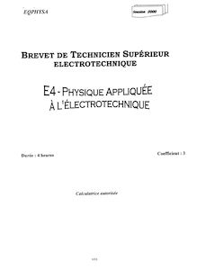 Physique appliquée à l électrotechnique 2000 BTS Électrotechnique