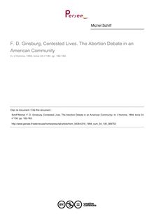 F. D. Ginsburg, Contested Lives. The Abortion Debate in an American Community  ; n°130 ; vol.34, pg 182-183